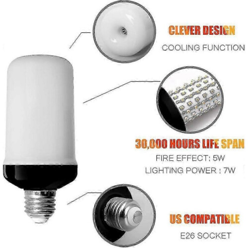 4 Pack E27 Flame Light Bulbs 4W Base LED Flame Effect Bulbs 4 Lighting Modes Decorative Indoor Bulbs for Home Garden Party 1