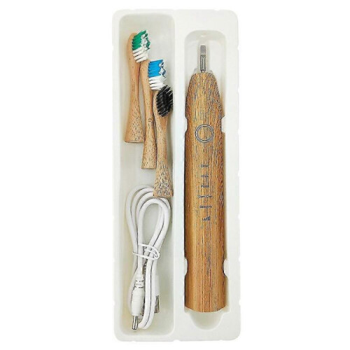 (USB Charging) Bamboo Electric Toothbrushes Nylon Bristles- Biodegradable Natural Eco-friendly Compostable Vegan Reusable 1