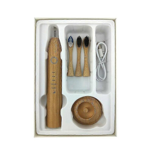(Wireless Charging) Bamboo Electric Toothbrushes Nylon Bristles- Biodegradable Natural Eco-friendly Compostable Vegan Reusable