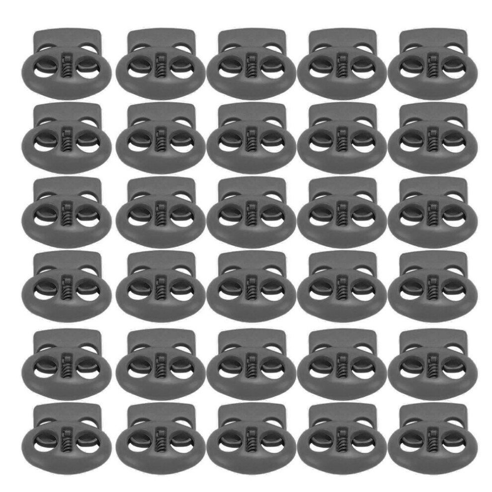 (black gray) 30pcs Metal Cord Locks End Spring Stop Toggle Stoppers Rustproof Lightweight Lanyard String Cord