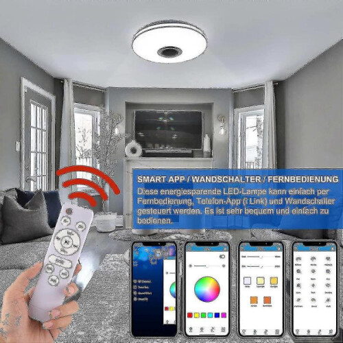 36w Led Deckenleuchte Dimmbar Mit Bluetooth Lautsprecher,led Deckenlampe Mit Fernbedienung Oder App- 1