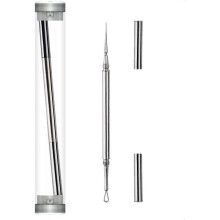 Professional Facial Milia Removal And Whitehead Extractor & Lancet - Double Ended Circle Loop & Sharp Needle Pimple Tool - 2-in-1 Blackhead & Blemish