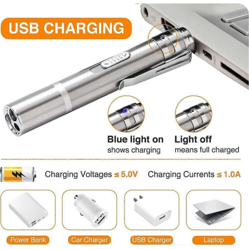USB RECHARGEABLE SUPER LASER POINTER PEN 7 in 1 Cat Pet Toy Red UV FLASHLIGHT 1