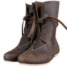 (44, Brown) Men's Medieval Boots Renaissance Cosplay Shoes Viking Leather Boots Pirate Tied Shoes