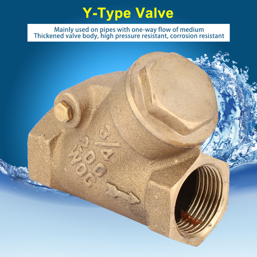 Npt 3/4In Brass Check Valve, 1.6Mpa Water/Gas Flow, Y Type 6931330139952