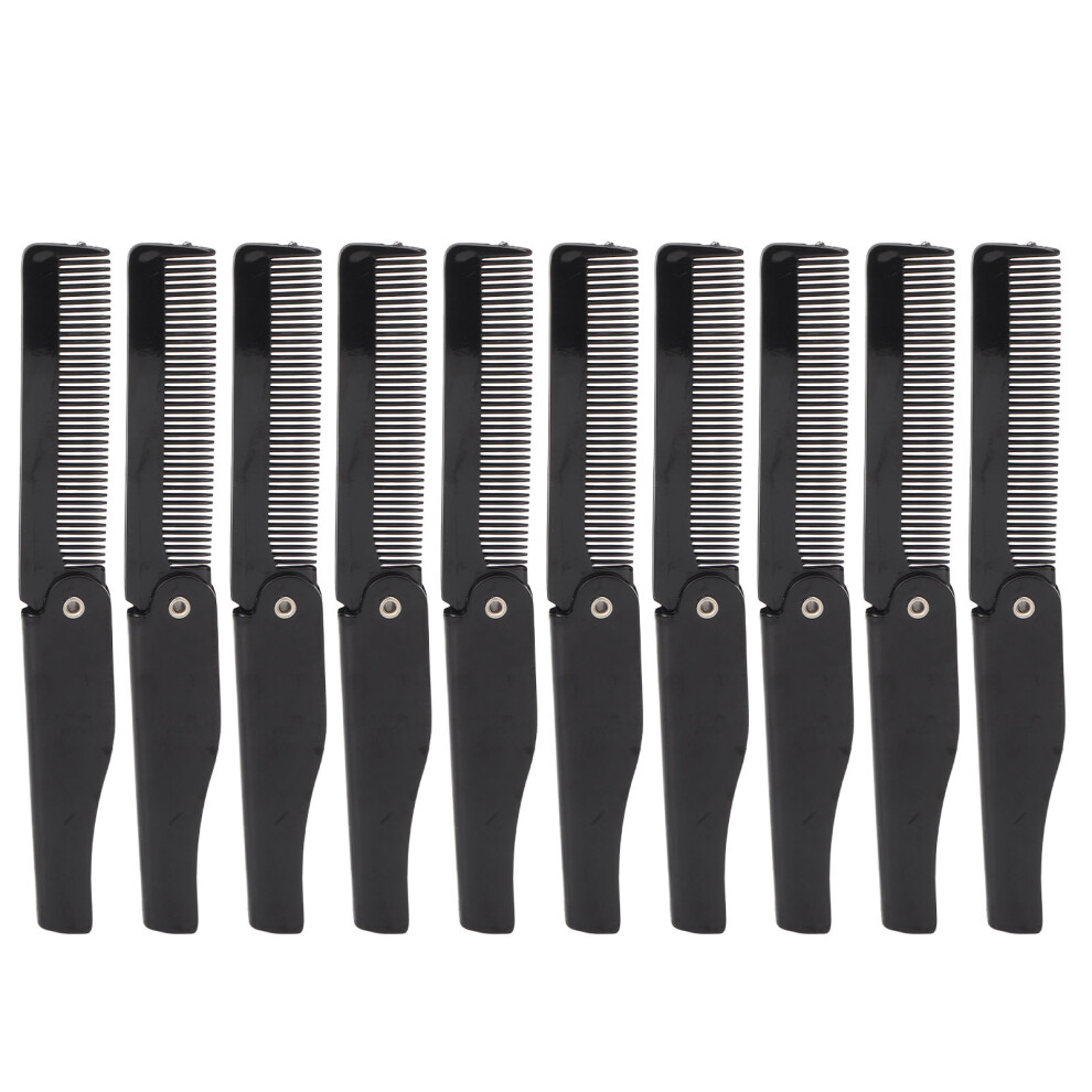 10Pcs Folding Comb Black Fine Teeth Durable