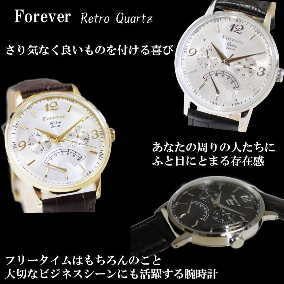 Forever [a Man's Masterpiece That Quietly Exudes A Presence] Retro Quartz Calendar Date Day Of The Week Antique Day Date Unisex Model Fg-2030-go-sv