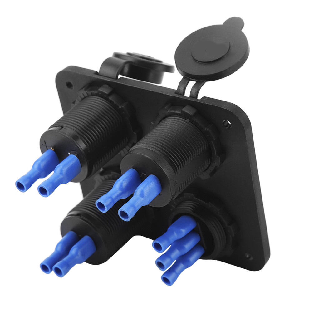 12V 4-Gang Led Toggle Switch Panel With Dual Usb & Voltmeter For Car Boat Blue 7601330140119