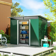 Outsunny Garden Shed Outdoor Storage Tool Organizer w/ Double Sliding Door