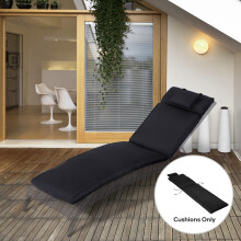 Outsunny Garden Sun Lounger Cushion ONLY, Recliner Pad with Pillow, Black