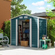 Outsunny 7 x 4ft Upgraded Metal Shed with Lock, Easy to Assemble, Green