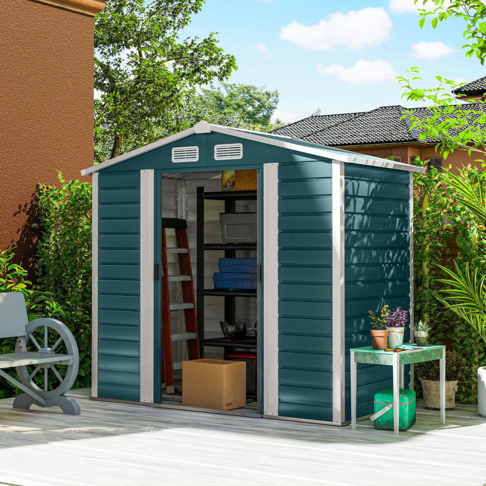 Outsunny 7 X 4Ft Upgraded Metal Shed With Lock, Easy To Assemble, Green
