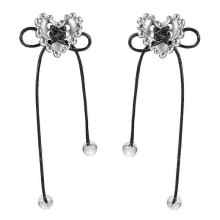 Silver Color Heart Stud Earrings Simple Female Bowknot Earrings Exquisite