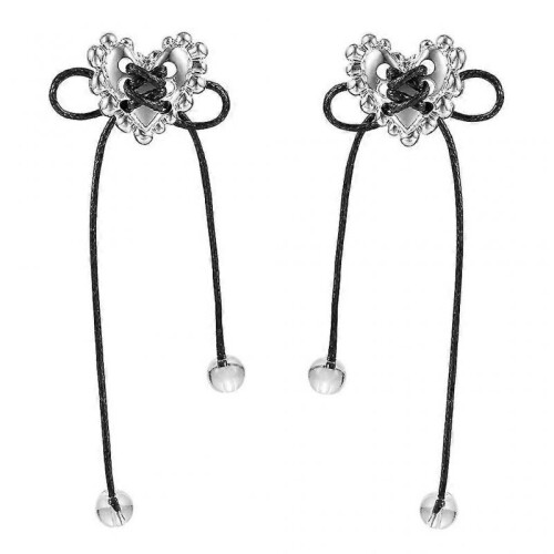 Silver Color Heart Stud Earrings Simple Female Bowknot Earrings Exquisite