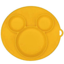 Kids Bowl Plates Baby Feeding Silicone Plate Children's Integrated Baby Silicagel Dishes Easy To Use (1pc, Yellow)