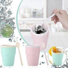 (Green) Slushy Maker Cup With Spoon, Quick Frozen Smoothies Magic Cup, Homemade Protable Smoothie Mug