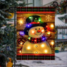 Outdoor Glow Winter Garden Flag, Led Snowman Garden Flag, Winter Yard Flag Winter Garden Flag 12x18 Double Sided, Suitable for Outdoor Yard Garden Law