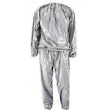 (L, silver) Sweat Suit PVC Sauna Suit Fitness Suit Thick 0 1mm Sweat Suit for Men and Women