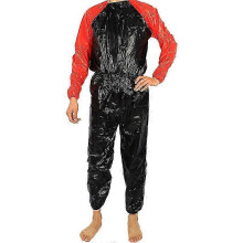 (XXXL, Black.shirt.with.red.sleeves) Sweat Suit PVC Sauna Suit Fitness Suit Thick 0 1mm Sweat Suit for Men and Women