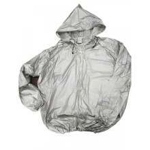 (XXXXL, Silver.hood.with.short.zipper) Sweat Suit PVC Sauna Suit Fitness Suit Thick 0 1mm Sweat Suit for Men and Women