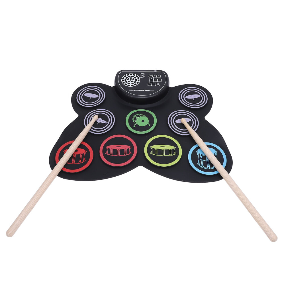 Rechargeable 9-Pad Roll-Up Electronic Drum Set with Dual Speakers & Pedals