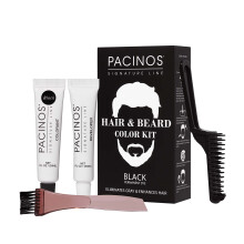 Pacinos Haar- und Bartfrbeset (Schwarz)  Haarfarbe fr Mnner, beseitigt graue Haare in 5 Minuten, einfach aufzutragende Pinselformel, verbesse