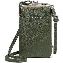 Women Crossbody Phone Bag Small Soft PU Leather Cell Phone Purse Mini Shoulder Bag(Green)