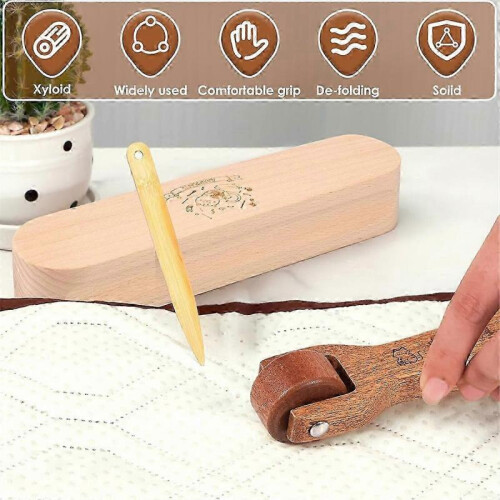 3Pcs Beechwood Tailors Clappers,Seam Roller Beech Board Set, Wooden Sewing Quilting Tools, Seam Tool 2