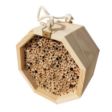 Wooden Bee House Set, 15 x 15 x 9 cm Pipe Beekeeping Box Bee Nesting Box Garden Insect Box