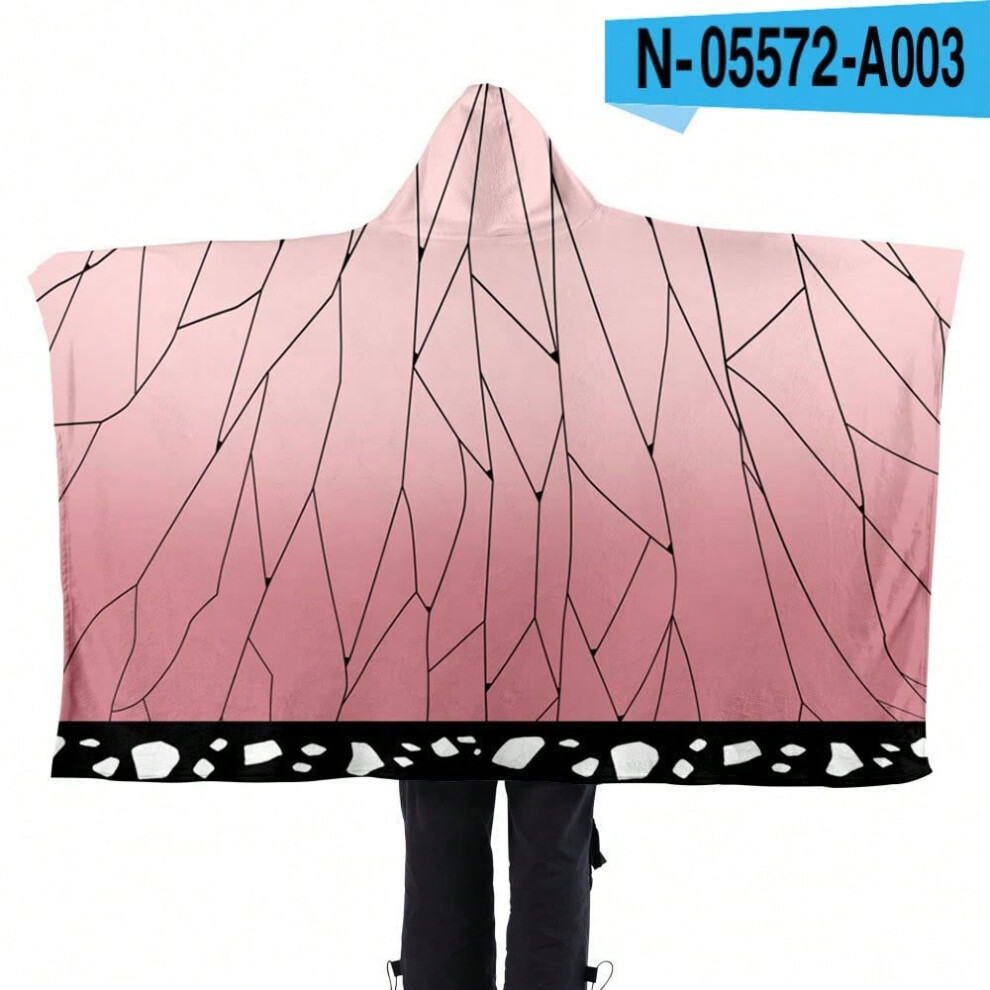 (NA05572, S(130*150CM)) New Demon Slayer Japanese anime pattern hooded, home hooded lazy blanket flannel-image-OPC-PJ76SHY-NEW