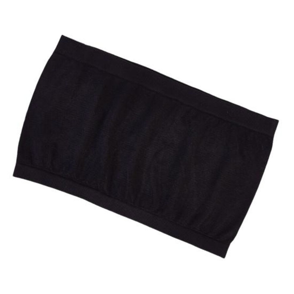 (black) Women Invisible Top Bra Strapless Padded Wireless Anti-slip Up Soft Anti-exposure Solid Color Elastic Lady Bandeau