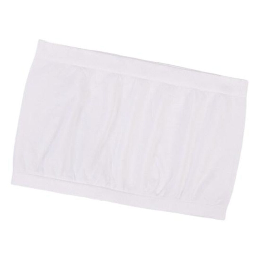 (white) Women Invisible Top Bra Strapless Padded Wireless Anti-slip Up Soft Anti-exposure Solid Color Elastic Lady Bandeau