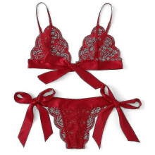 (S, Red) Women Lingerie Set Sexy Underwear Bra + G-string Tw