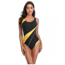 (S, Yellow) Women's One Piece Athletic Racerback Swimsuit Slimming Bathing Suit