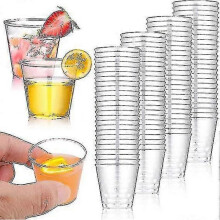 (100PCS) 100 Pack Plastic Shot Glasses 30ml, Reusable Party Drinking Cups A