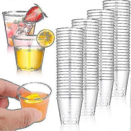 (100PCS) 100 Pack Plastic Shot Glasses 30ml, Reusable Party Drinking Cups A