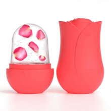 (Red)Ice Cube Roller Massager for Face, Reusable Massage Silicone Ice Mold, Eyes and Neck Naturally Conditioning and Skin Care, De-Puff Eye Bags