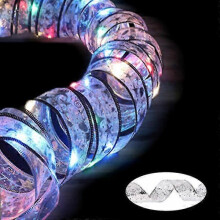 (1M, Silver-Multicolor) Ribbon Fairy Light Christmas Decoration Christmas Tree Ornaments For Home 2023 Xmas String Lights Navidad Natal New Year 2024