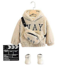 (4-5T (Size 120), C) Children Baby Girl Boy Cute Hoodie Sweater Winter Warm Top Long Sleeve Fur Pullover Thickened Warm Clothes With Bag
