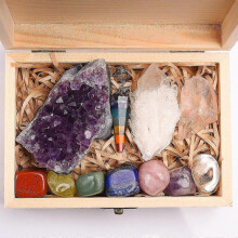 11-piece Crystal And Healing Stones Set for Beginners Includes Desert Rose Selenite, Amethyst Crystal, Rose Quartz, 7 Tumbling Stones