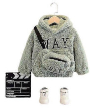 (3-4T (Size 110), A) Children Baby Girl Boy Cute Hoodie Sweater Winter Warm Top Long Sleeve Fur Pullover Thickened Warm Clothes With Bag