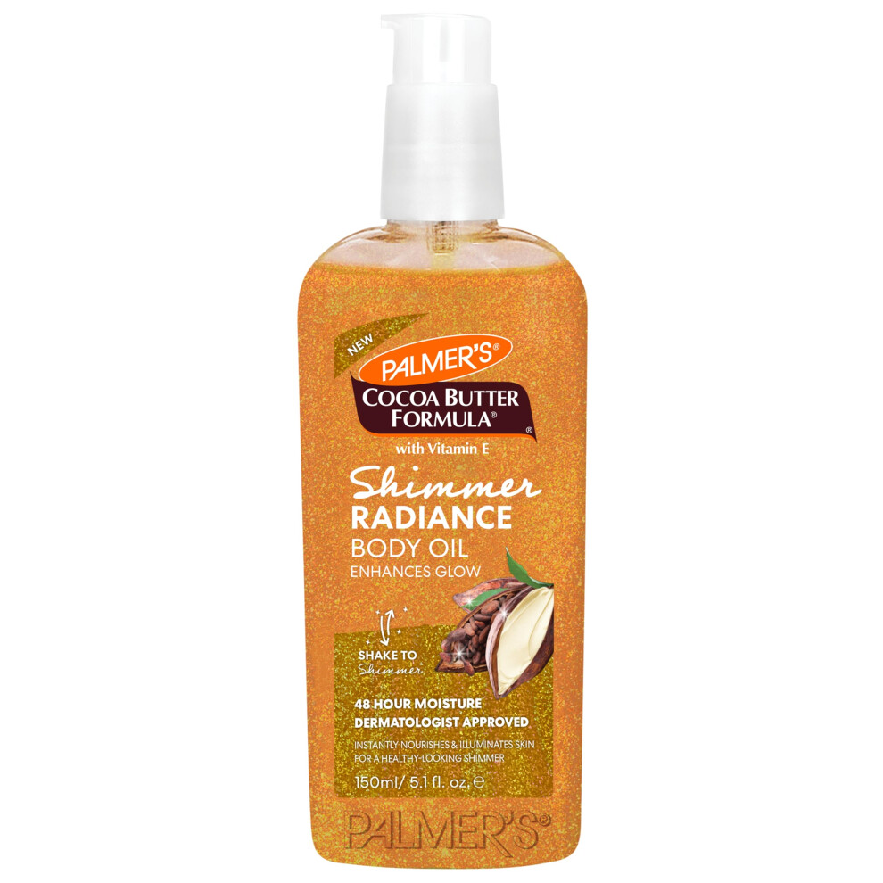 Formule De Beurre De Cacao De Palmer Huile De Corps Chatoyant Avec De La Vitamine E 5,1 Fl Oz Rayonnement L'huile Corporelle Pour La Peau Clatan-image
