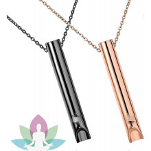 (Black and Rose Gold) 2pcs Stress Relief Necklaces, Titanium Steel Breathing Necklace For Anxiety Relief, Breathing Exercises, Meditation, Gift