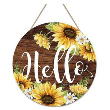 Farmhouse Hello Door Sign Sunflower Decor Sign for Home Wall Wreath Porch Front Door Decorations,Welcome Sign