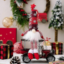 (Red Button battery) Christmas Doll Elf Gnome With Led Light Christmas Decorations Christmas Light Dwarf Knitted Hat Glow Rudolf Doll New Year Gifts
