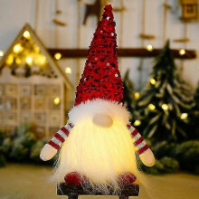 (B-Red (NO Battery)) Christmas Doll Elf Gnome With Led Light Christmas Decorations Christmas Light Dwarf Knitted Hat Glow Rudolf Doll New Year Gifts