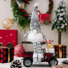 (Grey Button battery) Christmas Doll Elf Gnome With Led Light Christmas Decorations Christmas Light Dwarf Knitted Hat Glow Rudolf Doll New Year Gifts