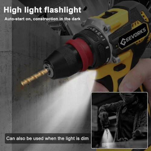 (2pcs batteries US Plug, Multicolor) Geevorks 21V 2in1 Lithium Drill Electric Screwdriver Multi-function Power Tool High Torque Brushless 2