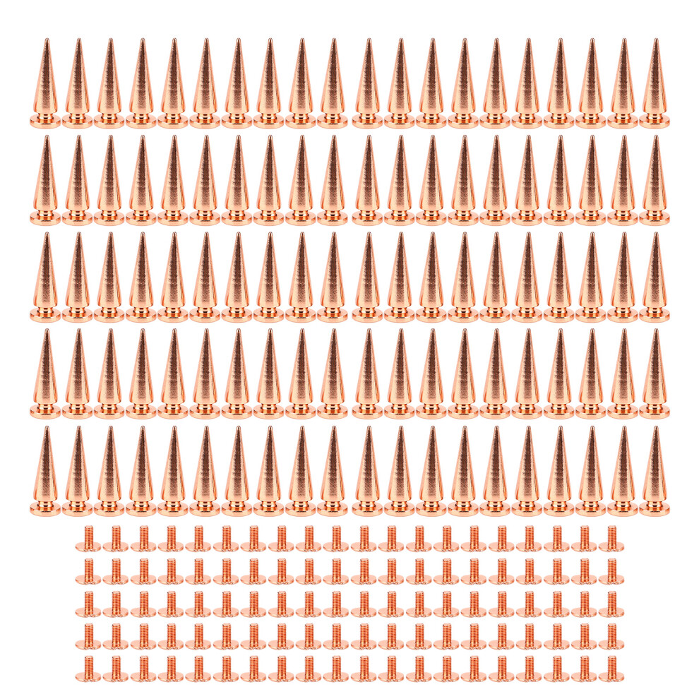 100 Sets Punk Cone Spikes Studs 10X26mm Rose Gold 9121376913549