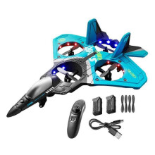 (Dual Battery, Blue) Plane Helicopter Remote Control Aircraft, Quadrotor Dual Mode Gravity Sensing Creative Portable Kidtoys